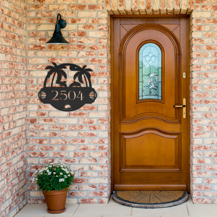 Tropical Die Cut Metal House Number Sign