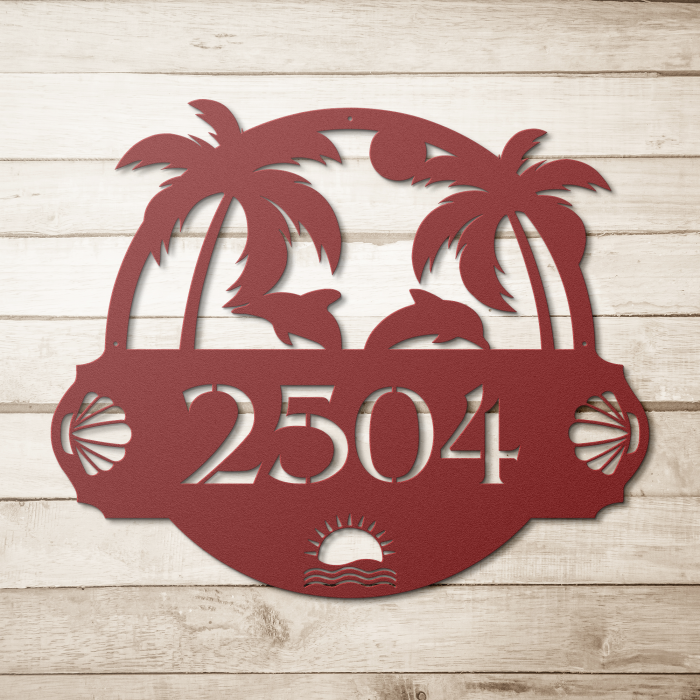 Tropical Die Cut Metal House Number Sign - Image 2