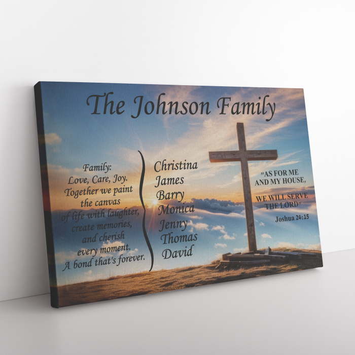 Personalized Family Name Canvas Wall Art With Bible Scripture
