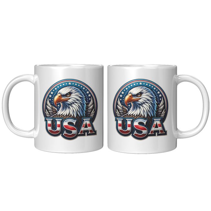 American Eagle USA 11oz White Coffee Mug Left-Right View