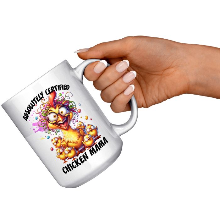 Certified Chicken Mama 15 oz White Ceramic Mug Right Hand View