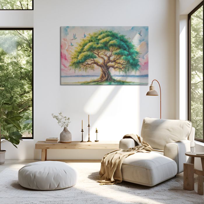 Watercolor Tree of Life Canvas Art on Wall