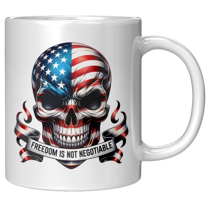 Freedom Patriotic Skull 11oz White Right Hand View