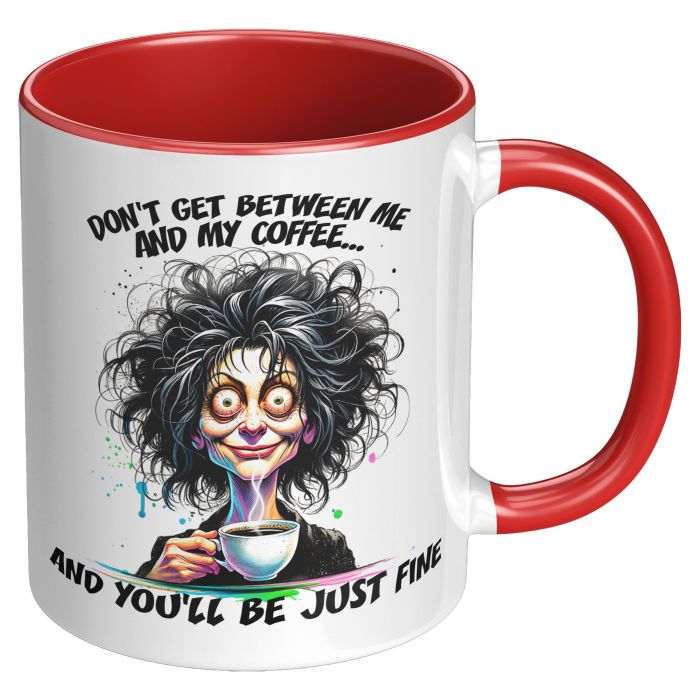 Me and My Coffee Woman Version 11oz RH Red Accent Mug