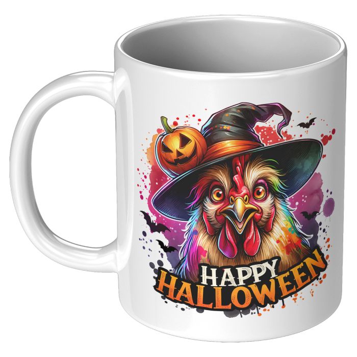 Happy Halloween Chicken 11 Oz Accent White Mug