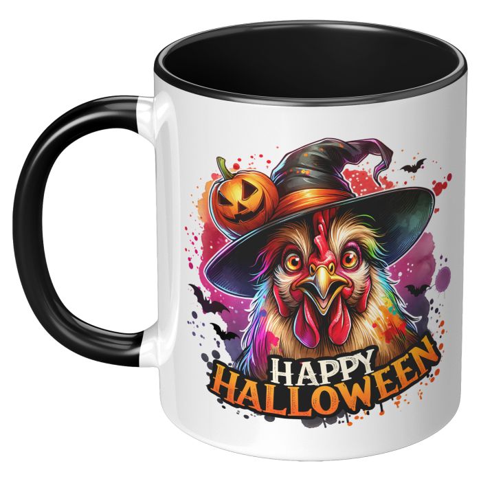 Happy Halloween Chicken mug 11 Oz Accent Black