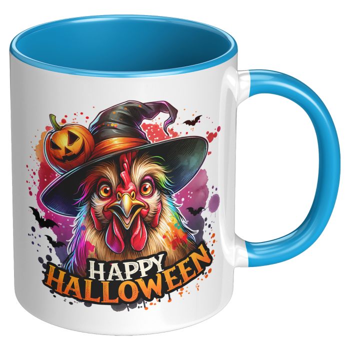 Happy Halloween Chicken mug 11 Oz Accent Blue