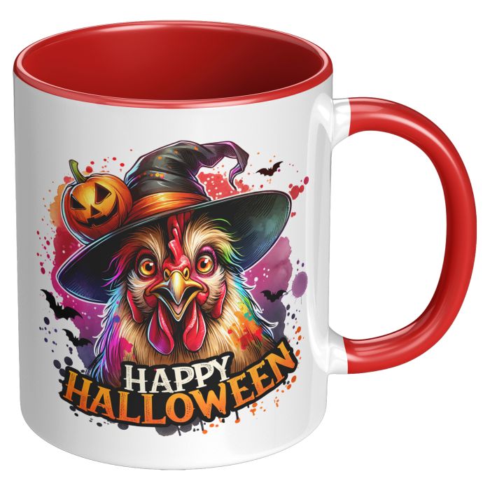 Happy Halloween Chicken mug 11 Oz Accent Red