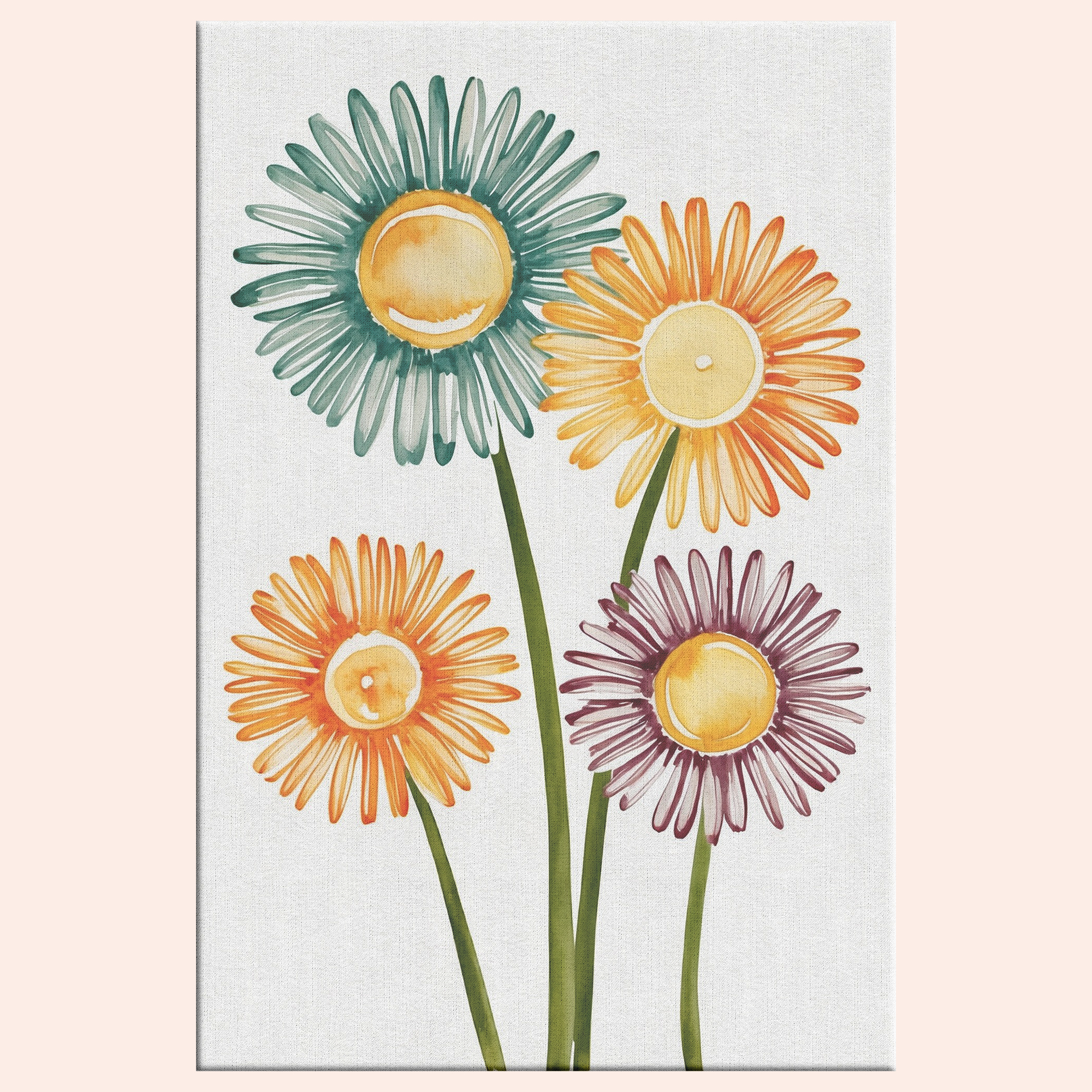 Abstract Minimalist Watercolor Daisies Main