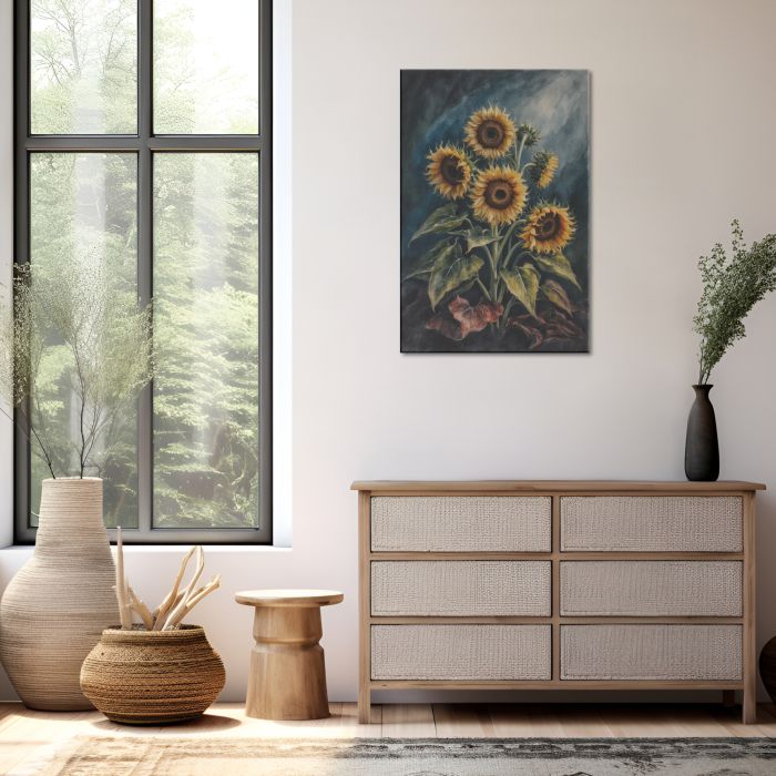 Sunflowers Dark Academia Style FarmhouseModern Diningroom Display