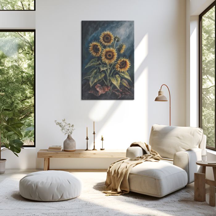 Sunflowers Dark Academia Style FarmhouseModern Lounge Display