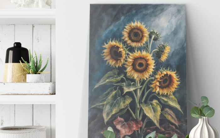 Sunflowers Dark Academia Style Shelf Display