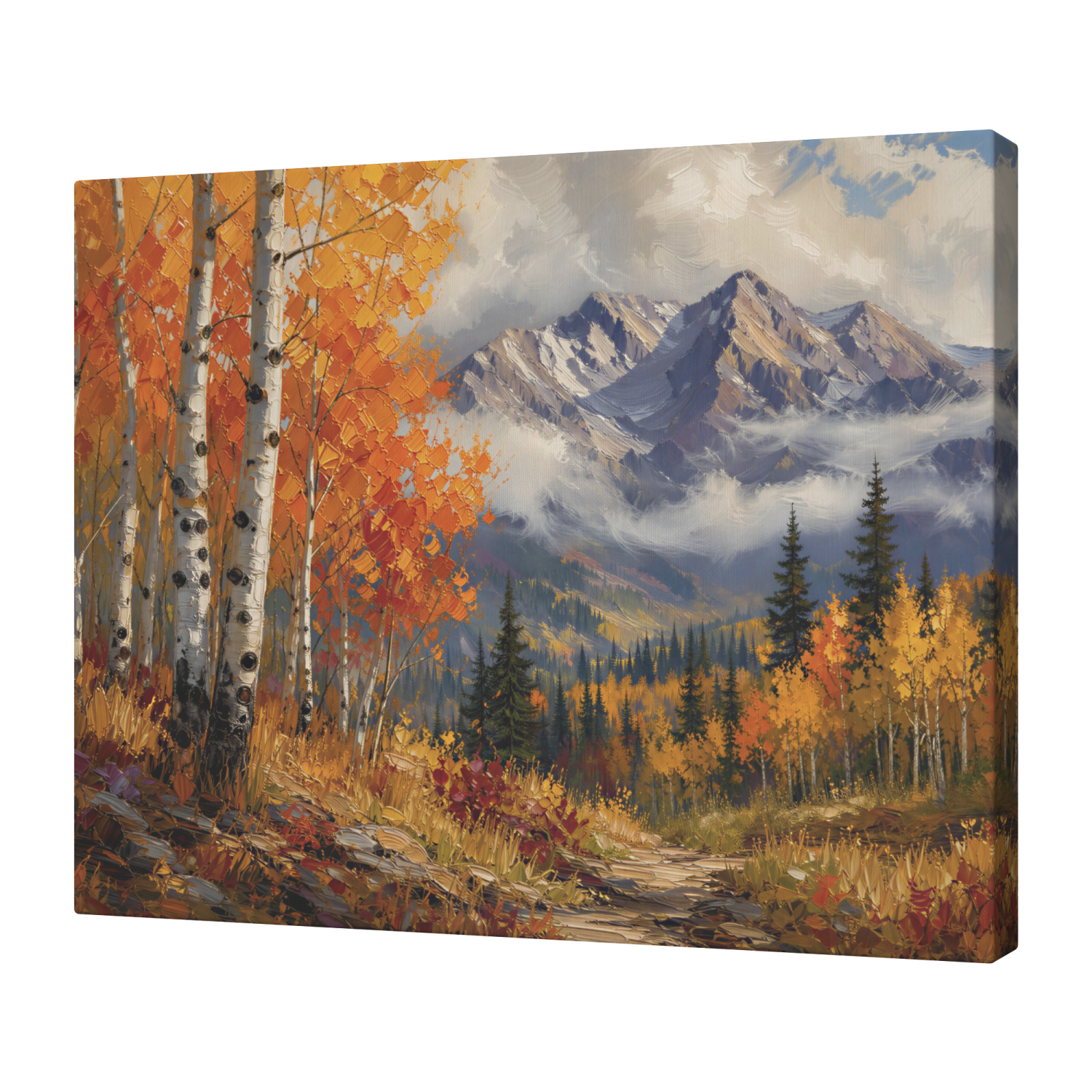 Aspen Tree Forest and Mountains Canvas Wall Art - Image 2