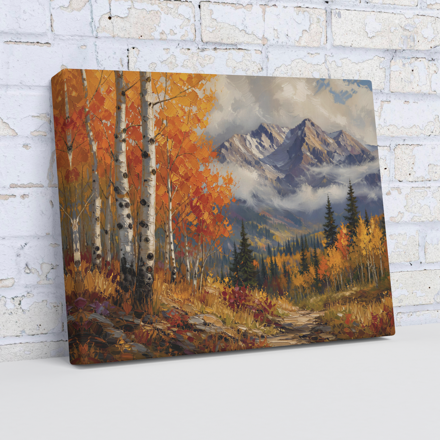 Aspen Tree Forest and Mountains Canvas Wall Art - Image 3