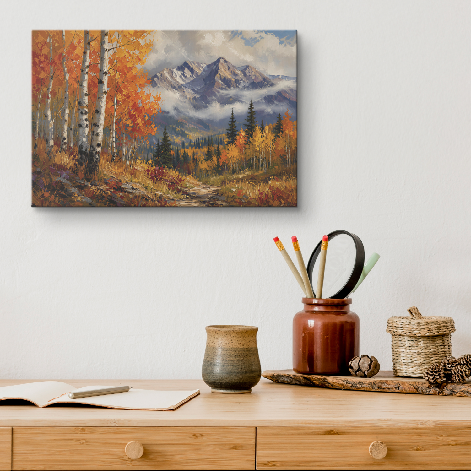 Aspen Tree Forest and Mountains Canvas Wall Art - Image 20