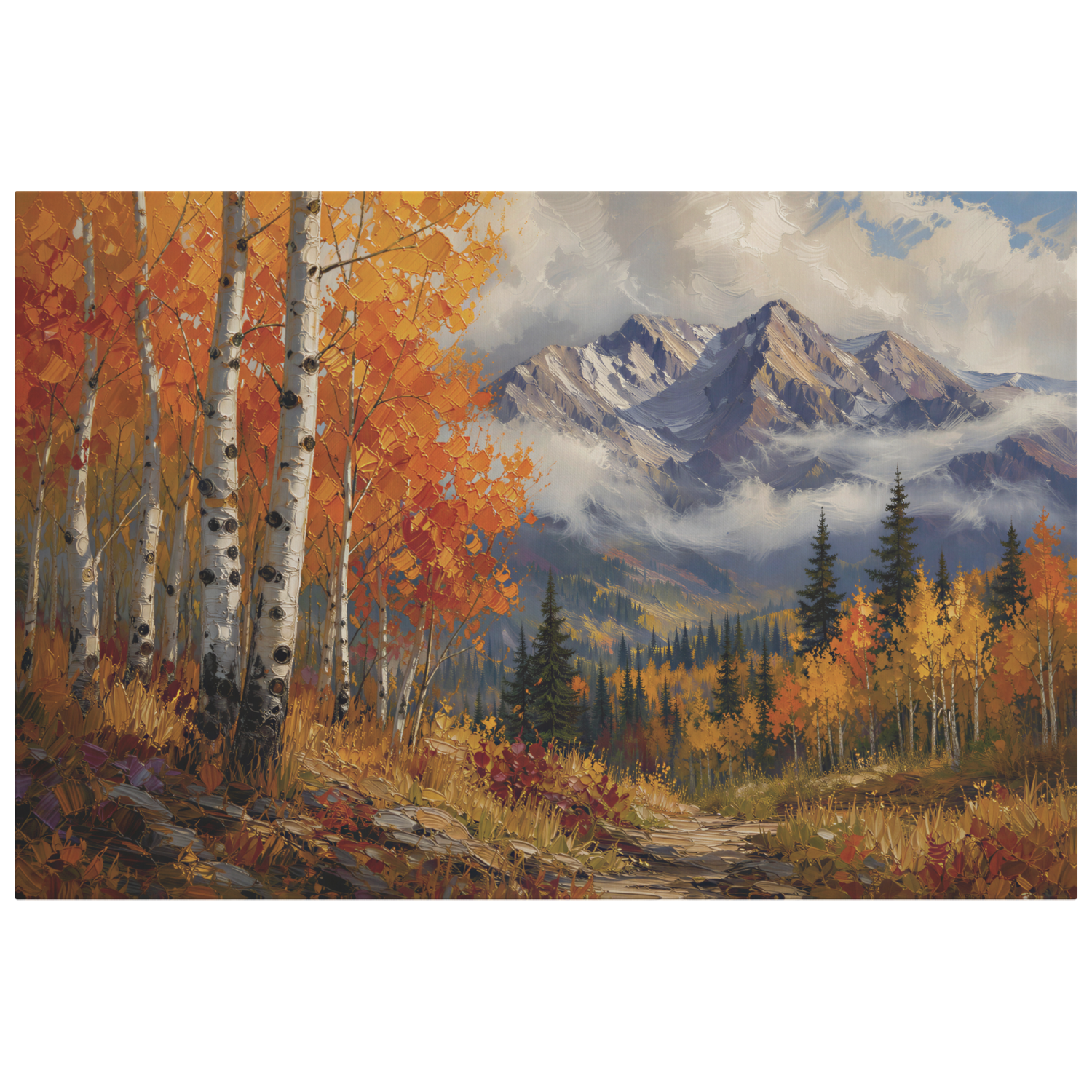 Aspen Tree Forest and Mountains Canvas Wall Art - Image 13